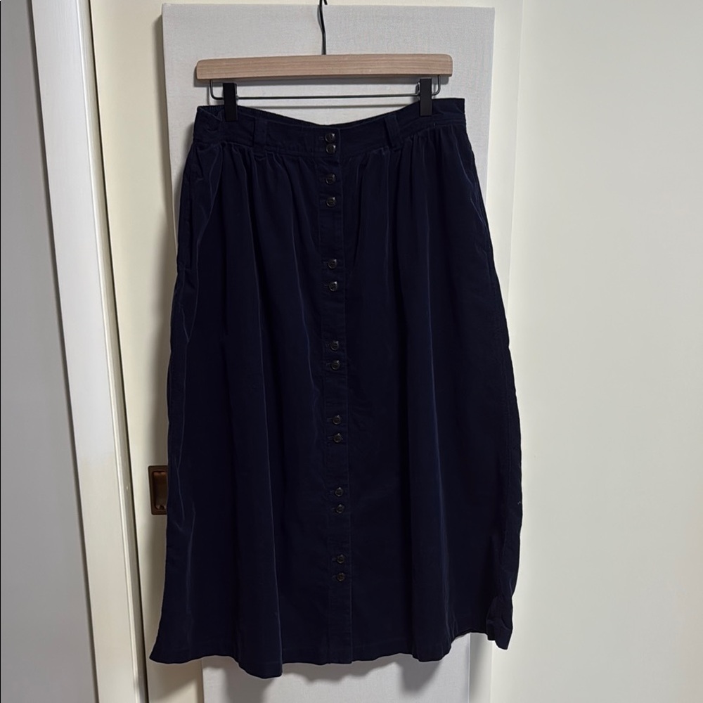 Madewell Navy Corduroy A-Line Midi Skirt